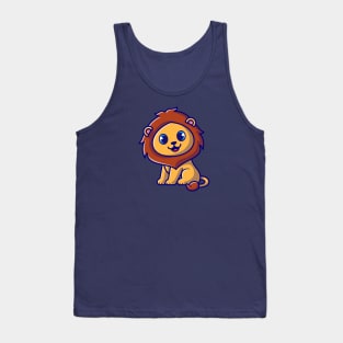 Cute Baby Lion Sitting Cartoon Tank Top